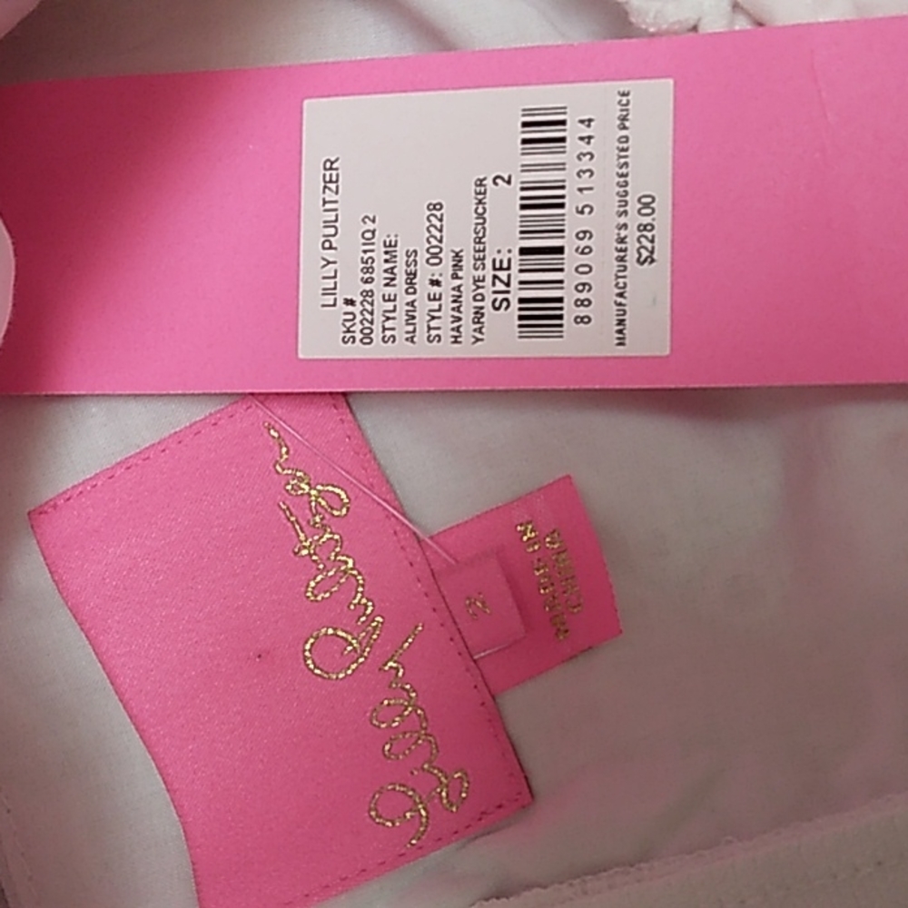 Lilly Pulitzer Alivia Havana Pink Yarn Dye Seersucker Dress with Pockets - Picture 12 of 12